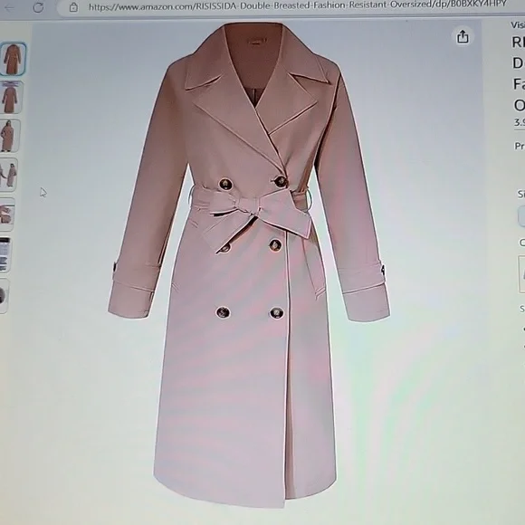 Risissida double breasted trench coat water resistant loose oversize Medium New… - Picture 3 of 12